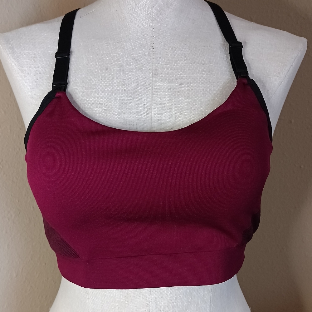 Auden Nursing Lightly Lined Yoga Bra - Burgundy/Black - various sizes